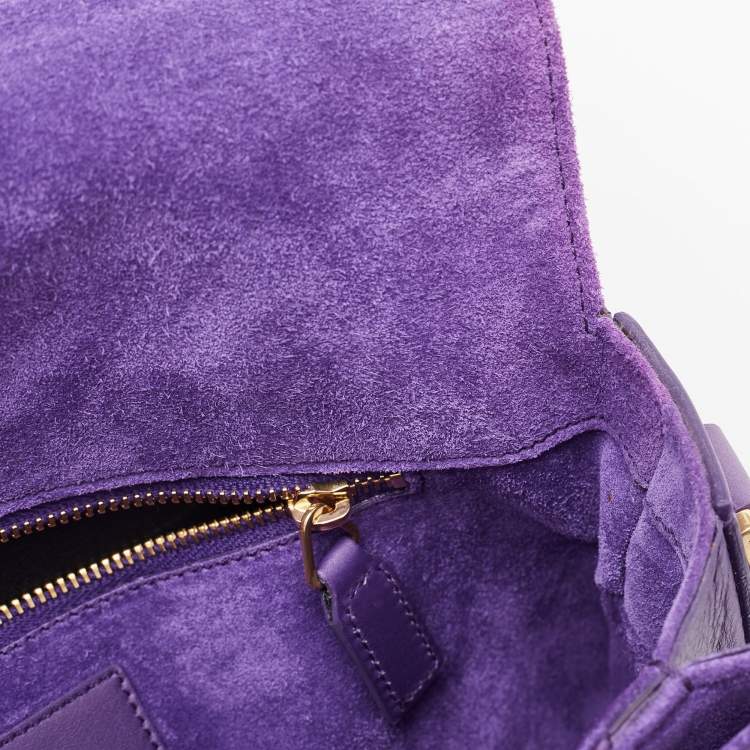 Pre Owned Saint Laurent Purple Leather Ligne Y Crossbody Bag