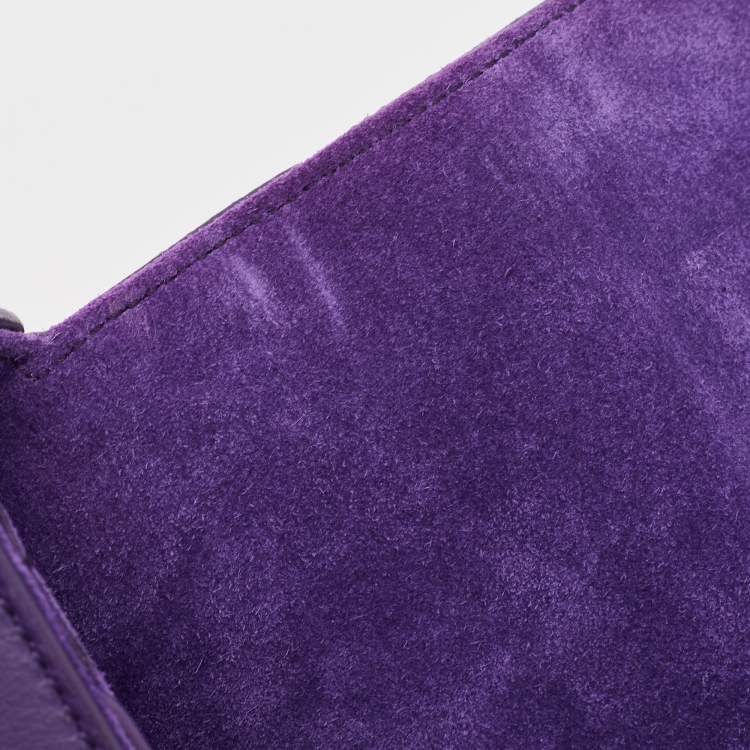 Pre Owned Saint Laurent Purple Leather Ligne Y Crossbody Bag