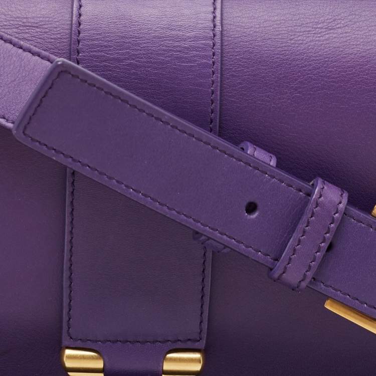 Pre Owned Saint Laurent Purple Leather Ligne Y Crossbody Bag