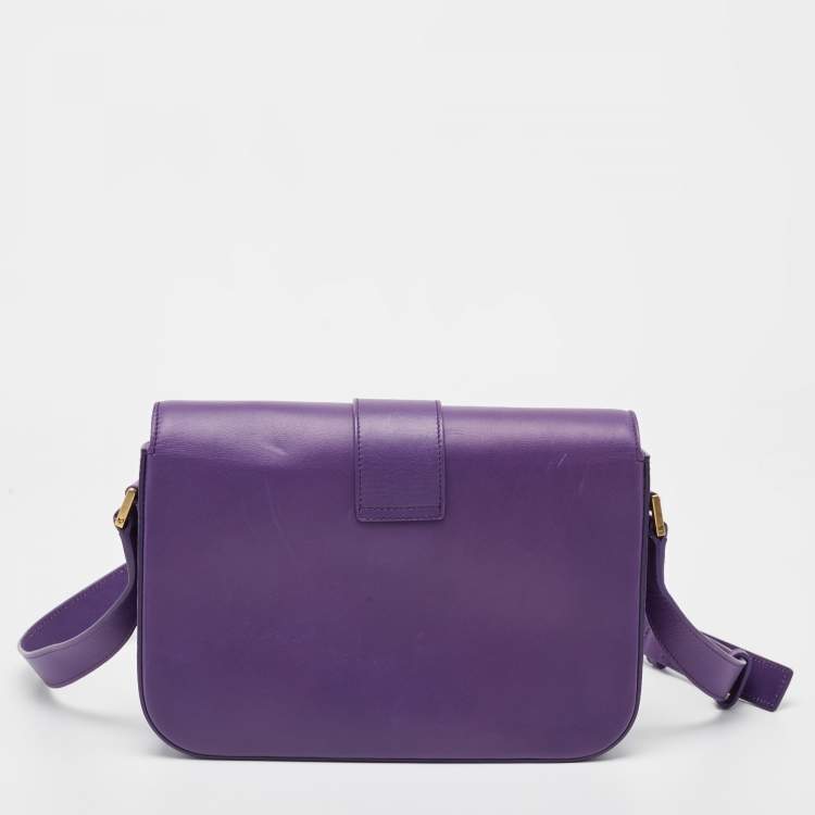 Pre Owned Saint Laurent Purple Leather Ligne Y Crossbody Bag