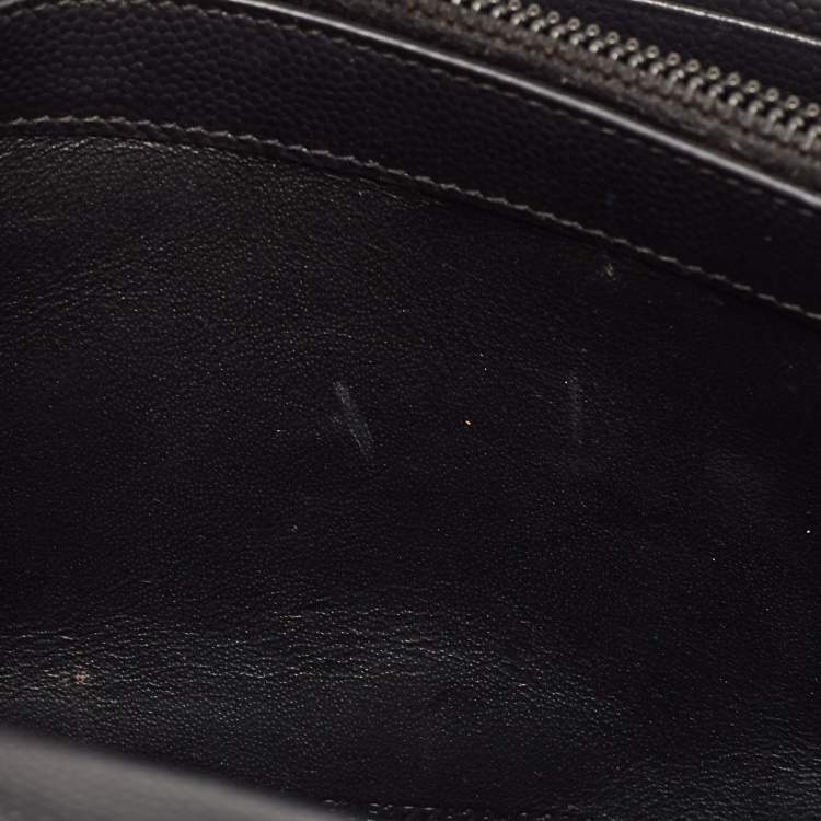 Pre Owned Saint Laurent Black Matelasse Leather Monogram Envelope Wallet on Chain