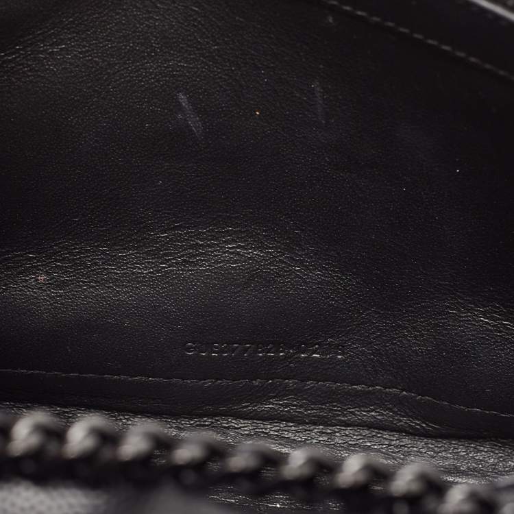 Pre Owned Saint Laurent Black Matelasse Leather Monogram Envelope Wallet on Chain