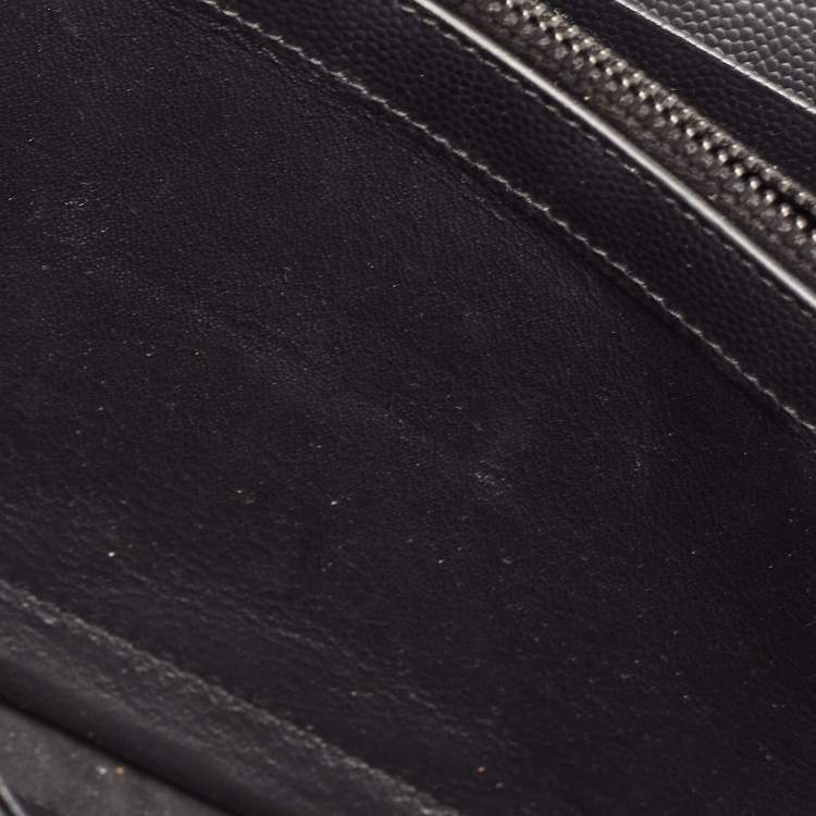 Pre Owned Saint Laurent Black Matelasse Leather Monogram Envelope Wallet on Chain