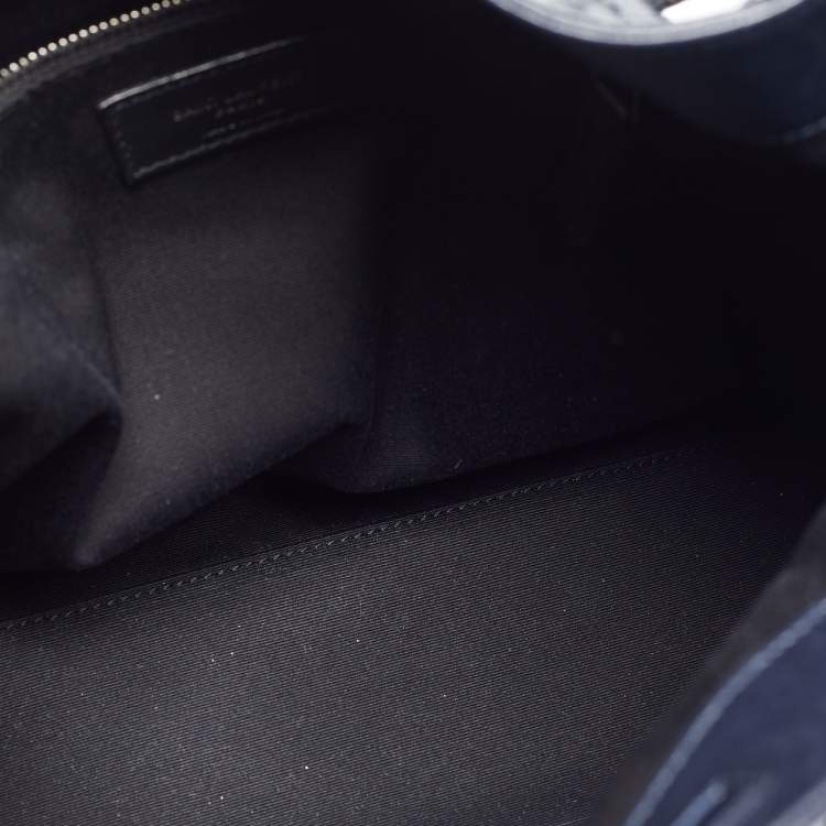 Pre Owned Saint Laurent Blue Crinkled Leather Niki Shopper Tote