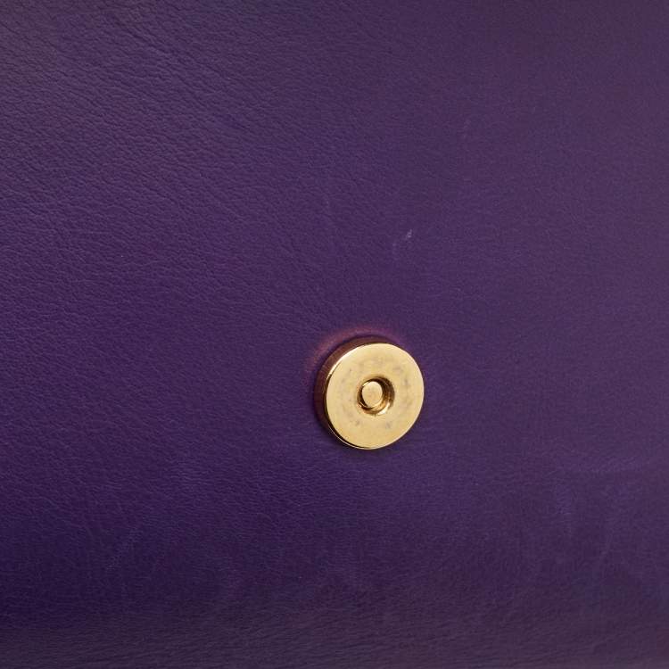 Pre Owned Saint Laurent Purple Leather Y-Ligne Clutch