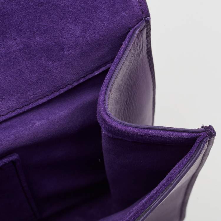 Pre Owned Saint Laurent Purple Leather Y-Ligne Clutch