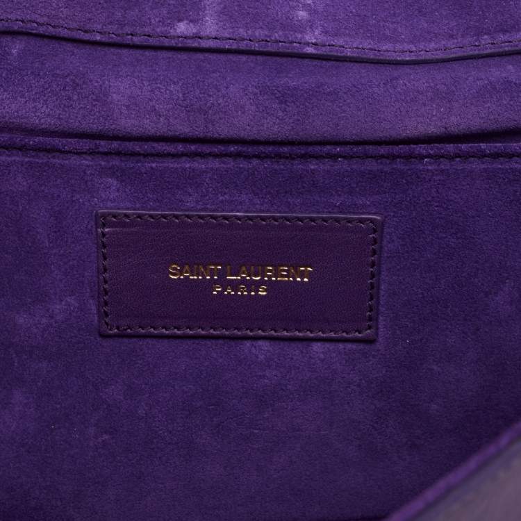 Pre Owned Saint Laurent Purple Leather Y-Ligne Clutch