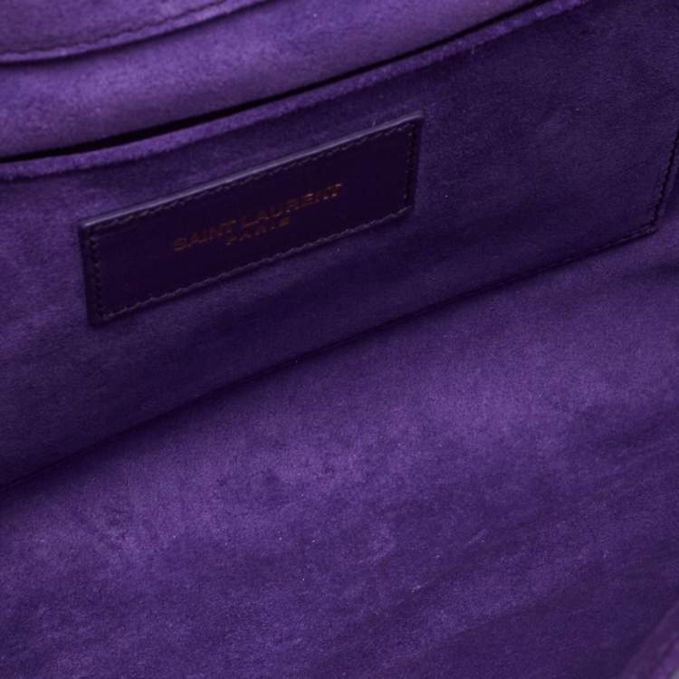 Pre Owned Saint Laurent Purple Leather Y-Ligne Clutch