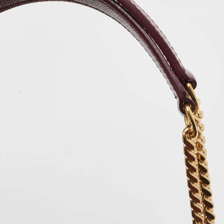 Pre Owned Saint Laurent Burgundy Mix Matelasse Leather Medium Envelope Chain Bag