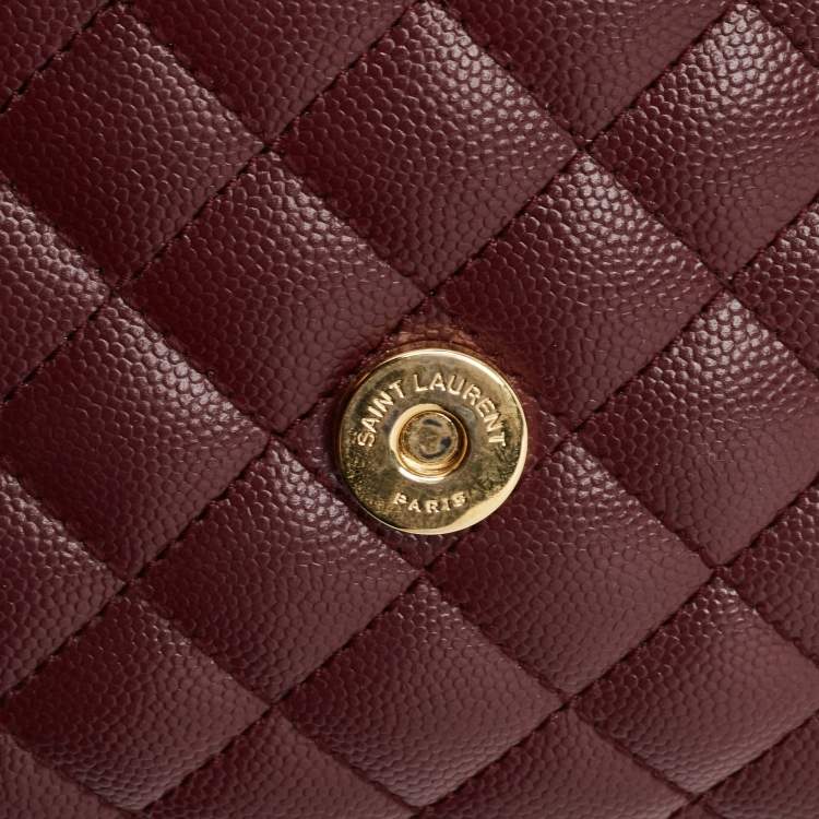 Pre Owned Saint Laurent Burgundy Mix Matelasse Leather Medium Envelope Chain Bag