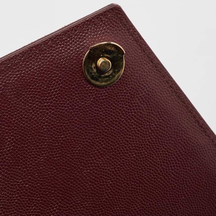 Pre Owned Saint Laurent Burgundy Mix Matelasse Leather Medium Envelope Chain Bag