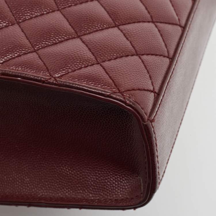 Pre Owned Saint Laurent Burgundy Mix Matelasse Leather Medium Envelope Chain Bag
