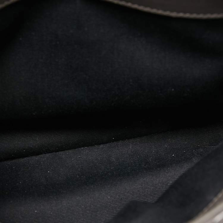 Pre Owned Saint Laurent Dark Grey Quilted Leather Small Loulou Shoulder Bag