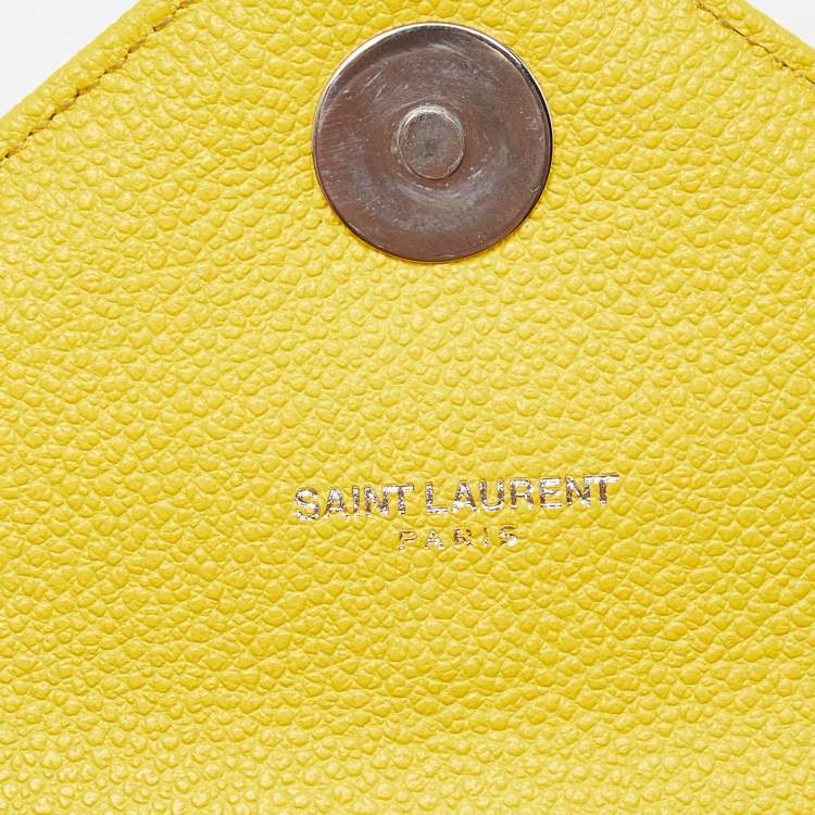 Pre Owned Saint Laurent Yellow Matelasse Leather Medium College Flap Bag