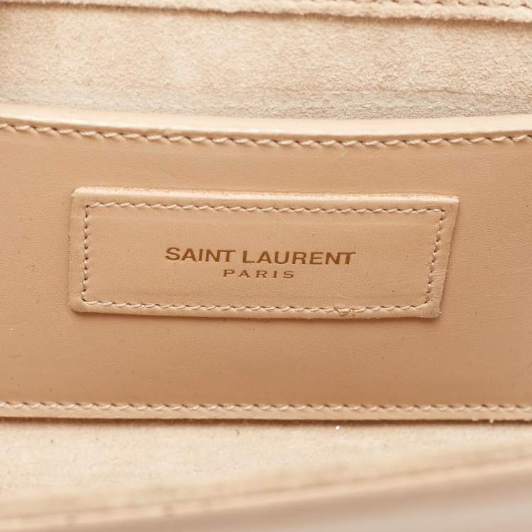 Pre Owned Saint Laurent Beige Leather Kate Tassel Flap Chain Crossbody Bag