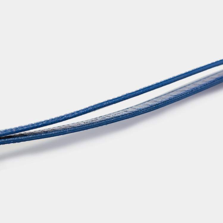 Pre Owned Saint Laurent Blue Matelassé Leather Large Monogram Envelope Shoulder Bag