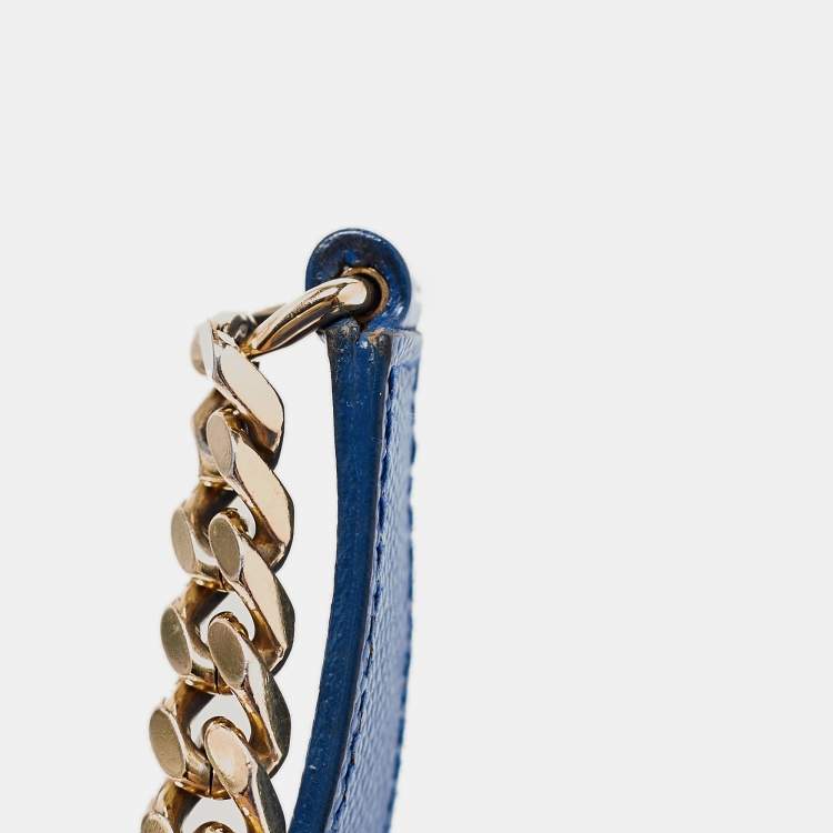 Pre Owned Saint Laurent Blue Matelassé Leather Large Monogram Envelope Shoulder Bag