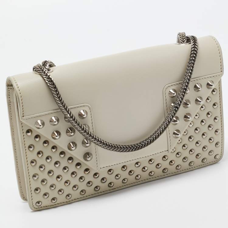 Pre Owned Saint Laurent Cream Leather Studded Betty Shoulder Bag
