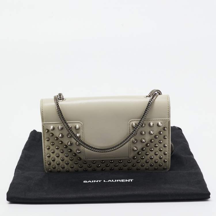 Pre Owned Saint Laurent Cream Leather Studded Betty Shoulder Bag
