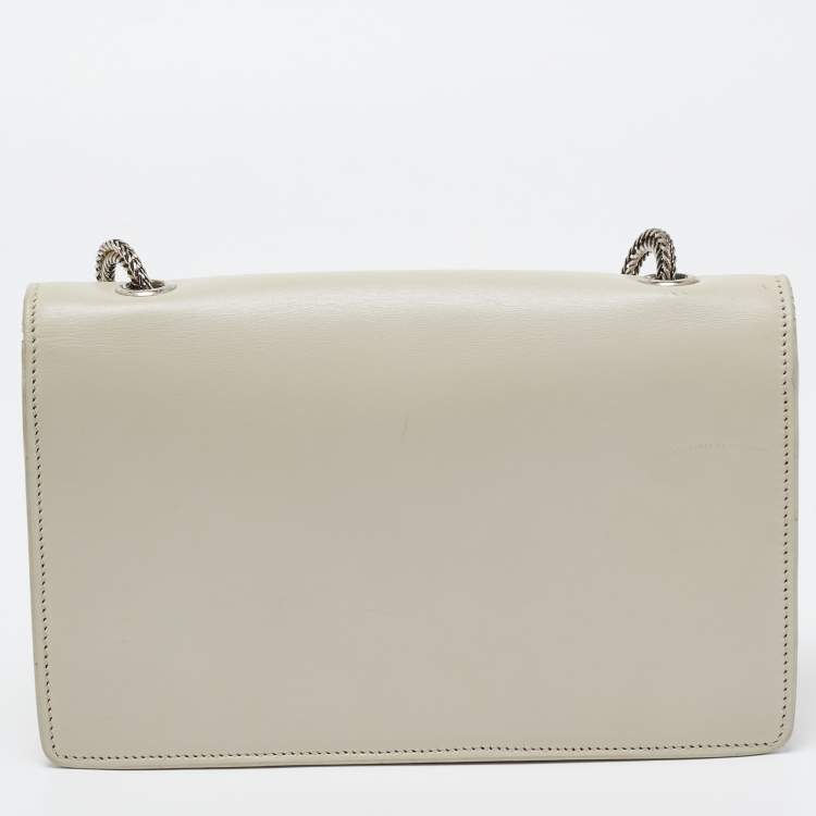 Pre Owned Saint Laurent Cream Leather Studded Betty Shoulder Bag