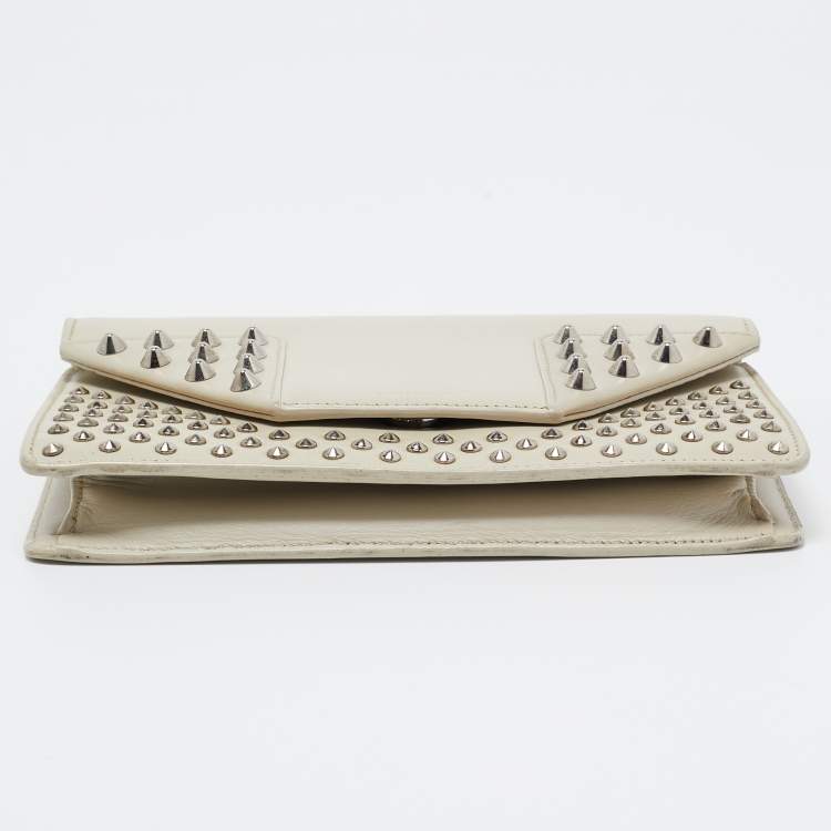 Pre Owned Saint Laurent Cream Leather Studded Betty Shoulder Bag