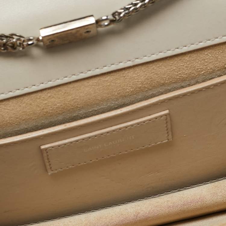 Pre Owned Saint Laurent Cream Leather Studded Betty Shoulder Bag