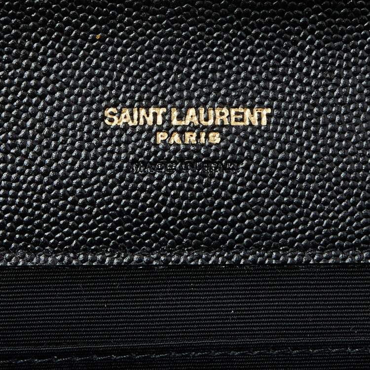 Pre Owned Saint Laurent Black Mix Quilt Leather Monogram Wristlet Pouch