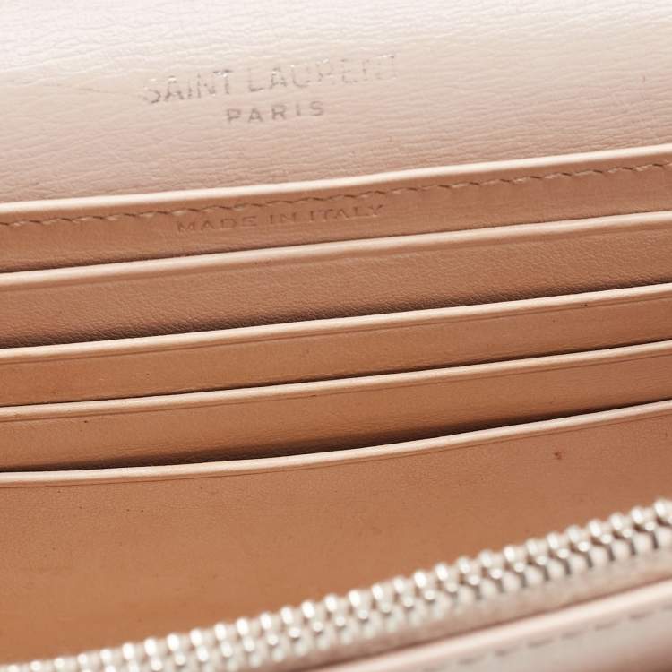 Pre Owned Saint Laurent Light Pink Leather Sunset Wallet On Chain