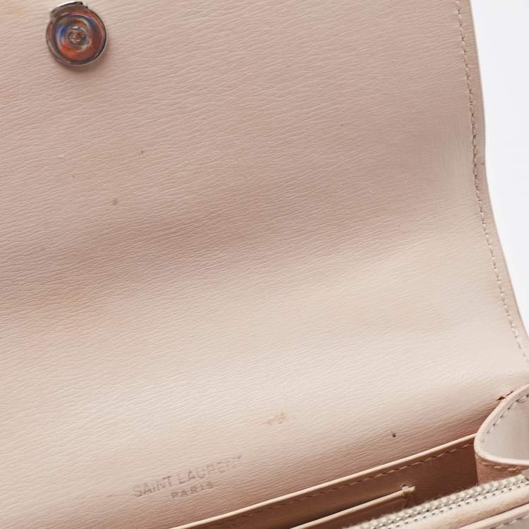 Pre Owned Saint Laurent Light Pink Leather Sunset Wallet On Chain