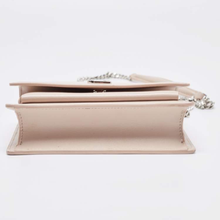 Pre Owned Saint Laurent Light Pink Leather Sunset Wallet On Chain