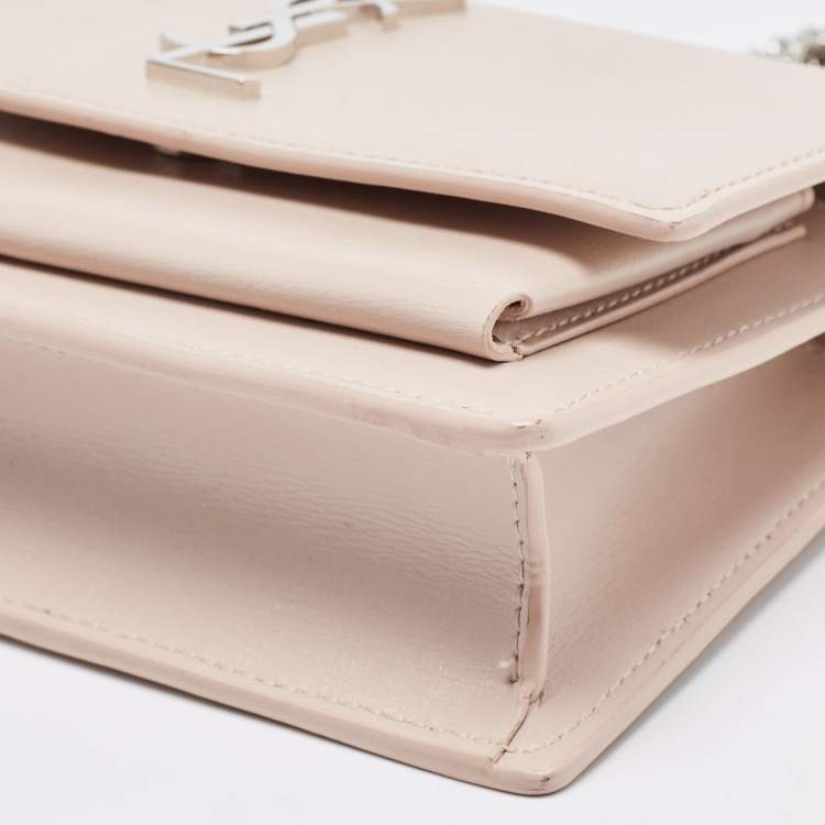 Pre Owned Saint Laurent Light Pink Leather Sunset Wallet On Chain