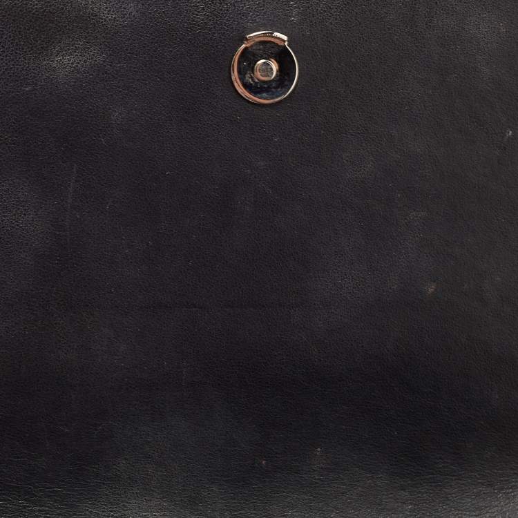 Pre Owned Saint Laurent Black Croc Embossed Leather Sunset Chain Wallet Bag