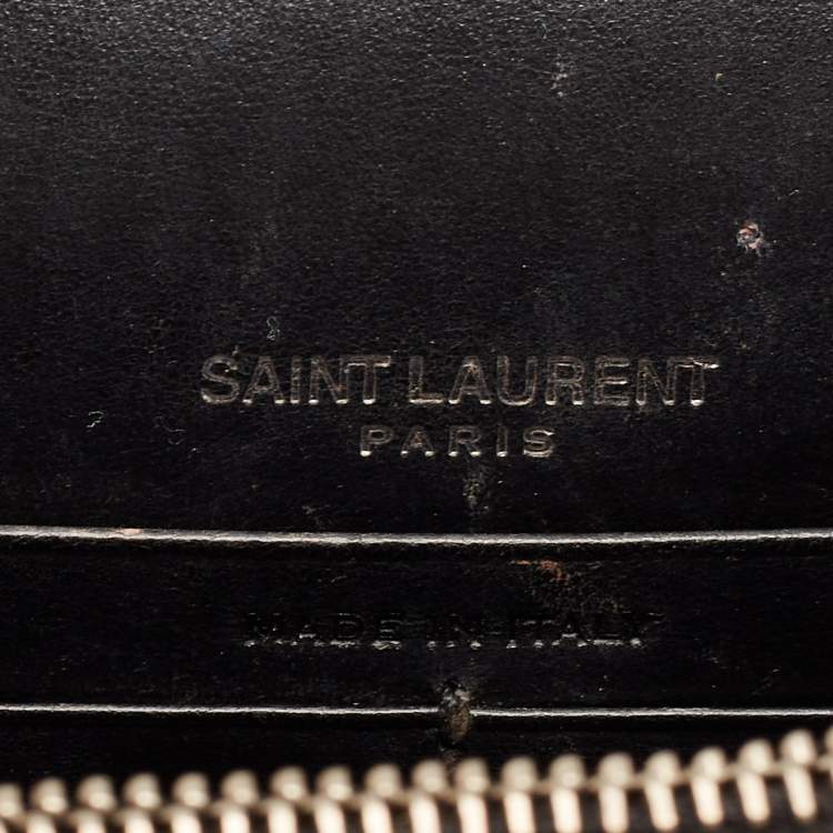 Pre Owned Saint Laurent Black Croc Embossed Leather Sunset Chain Wallet Bag