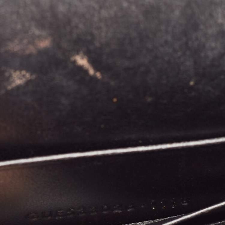 Pre Owned Saint Laurent Black Croc Embossed Leather Sunset Chain Wallet Bag