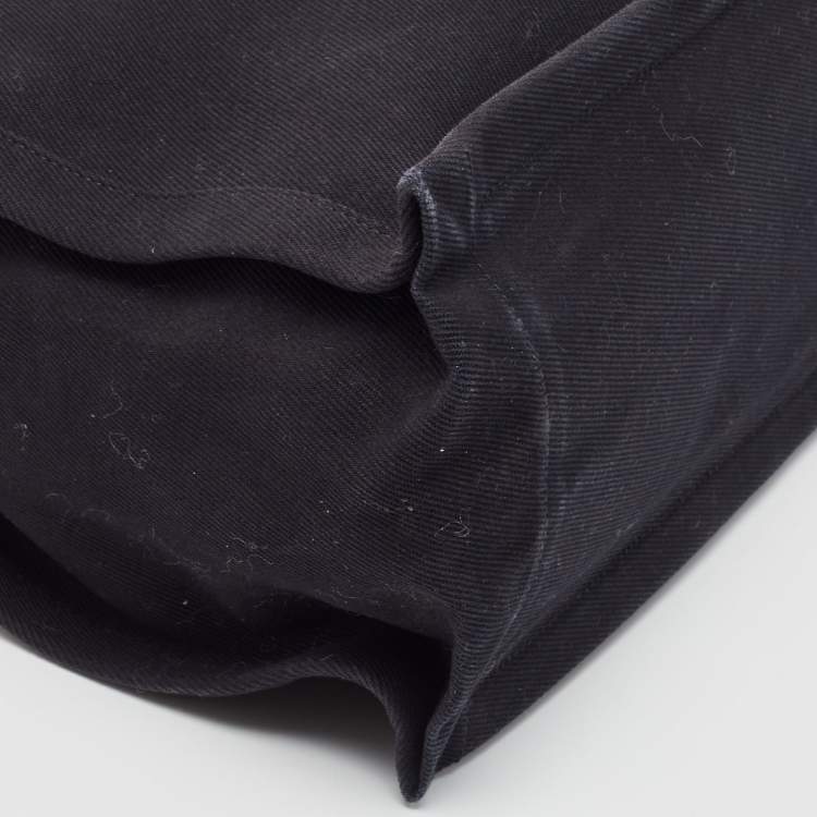 Pre Owned Saint Laurent Black Canvas and Leather Large Rive Gauche Shopper Tote 