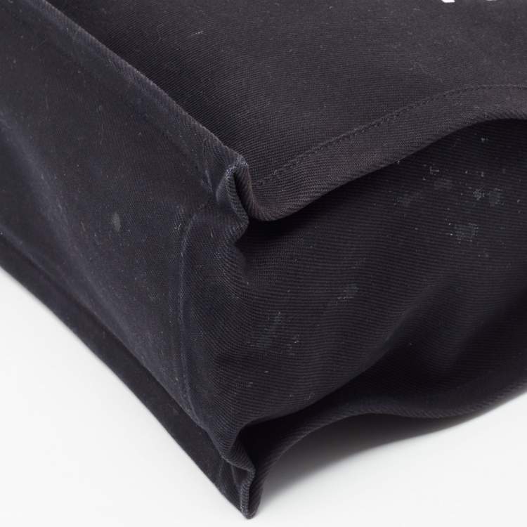 Pre Owned Saint Laurent Black Canvas and Leather Large Rive Gauche Shopper Tote 