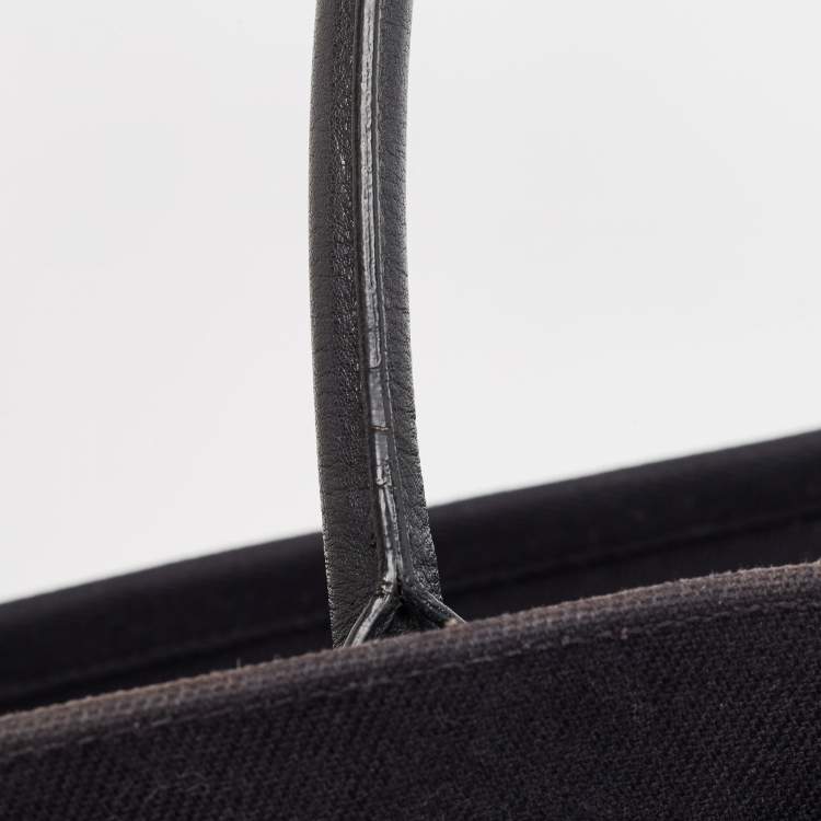 Pre Owned Saint Laurent Black Canvas and Leather Large Rive Gauche Shopper Tote 