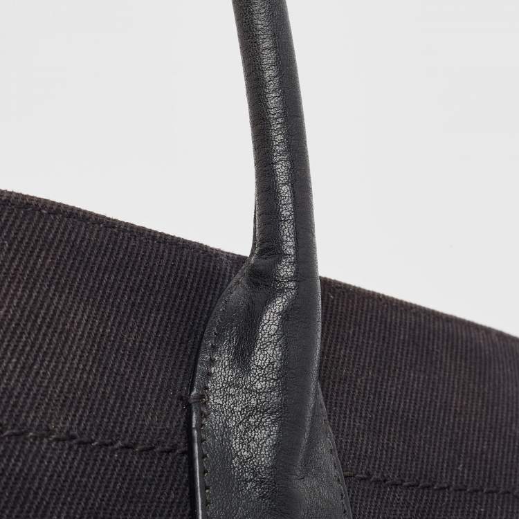 Pre Owned Saint Laurent Black Canvas and Leather Large Rive Gauche Shopper Tote 