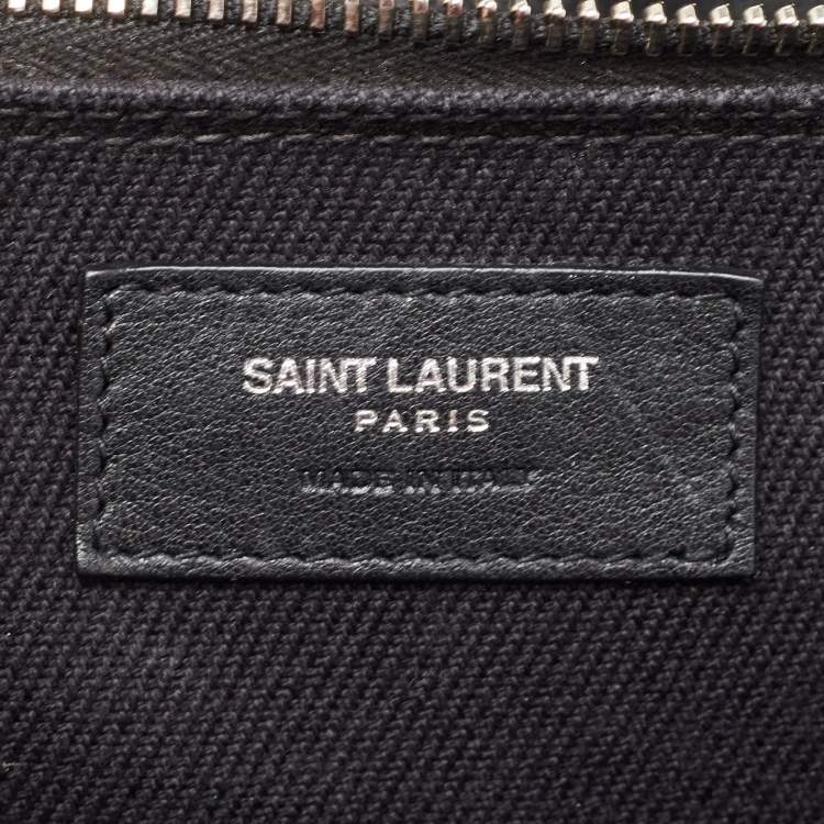 Pre Owned Saint Laurent Black Canvas and Leather Large Rive Gauche Shopper Tote 