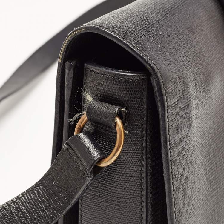 Pre Owned Saint Laurent Black Leather Ligne Y Crossbody Bag