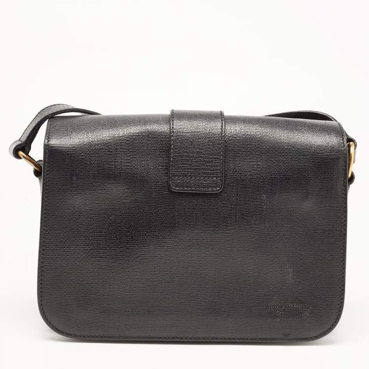 Pre Owned Saint Laurent Black Leather Ligne Y Crossbody Bag