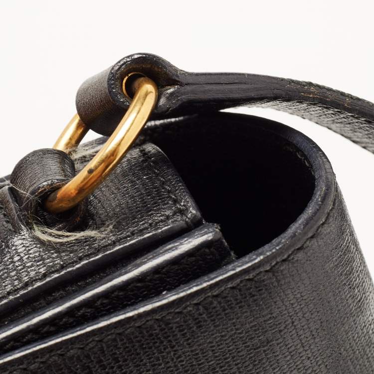 Pre Owned Saint Laurent Black Leather Ligne Y Crossbody Bag