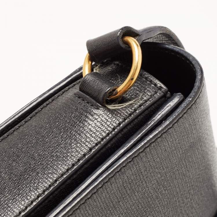 Pre Owned Saint Laurent Black Leather Ligne Y Crossbody Bag