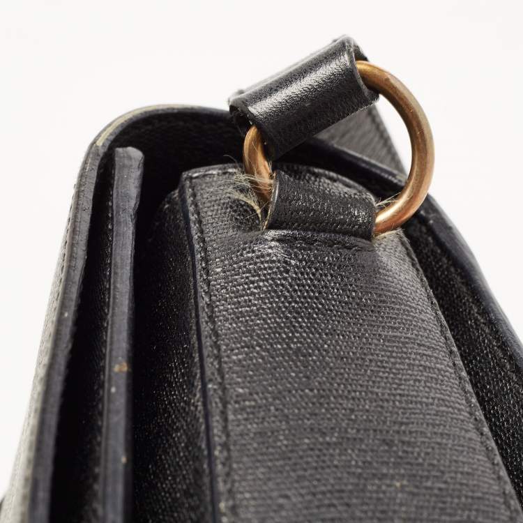 Pre Owned Saint Laurent Black Leather Ligne Y Crossbody Bag