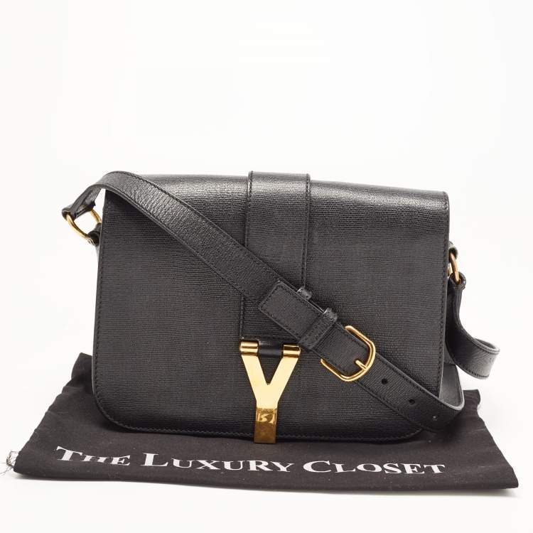 Pre Owned Saint Laurent Black Leather Ligne Y Crossbody Bag