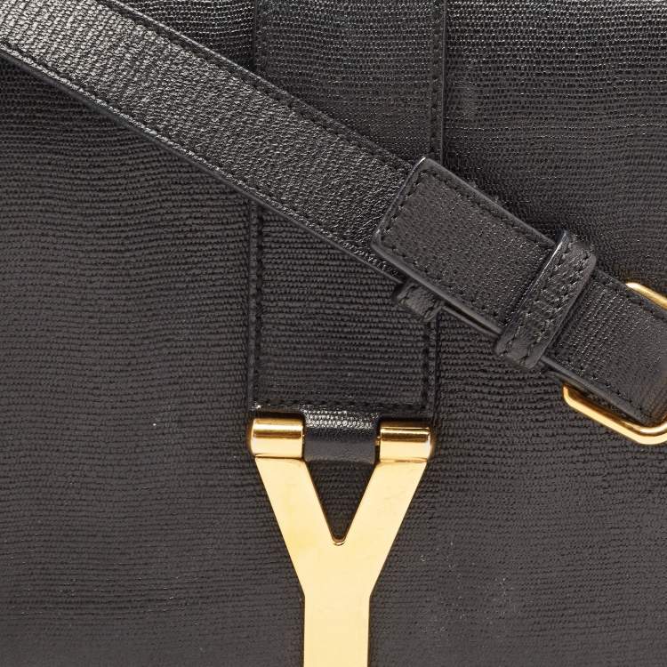 Pre Owned Saint Laurent Black Leather Ligne Y Crossbody Bag