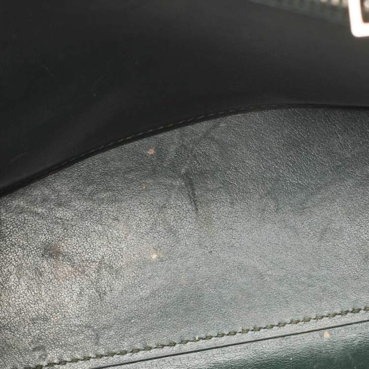 Pre Owned Saint Laurent Green Croc Embossed Leather Baby Classic Sac De Jour Tote