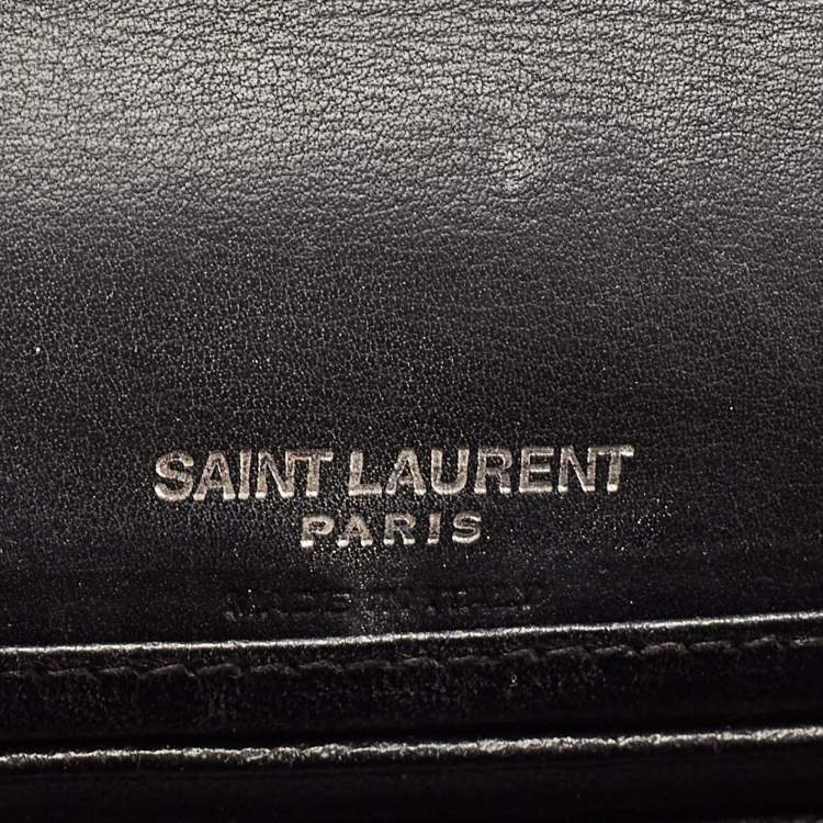 Pre Owned Saint Laurent Black Croc Embossed Leather Kate Belt Bag