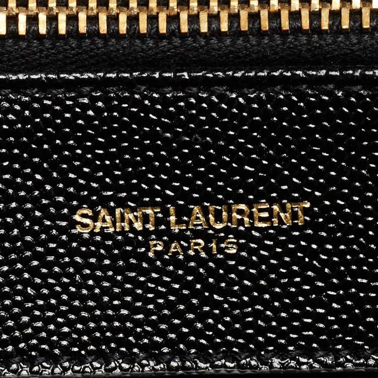 Pre Owned Saint Laurent Black Chevron Leather Classic Monogram Shopping Tote