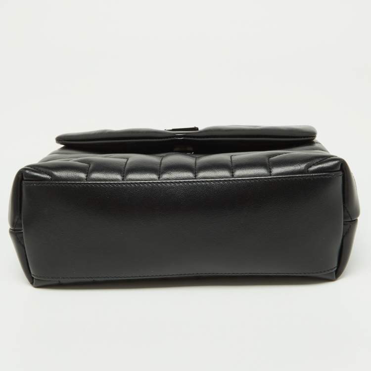 Pre Owned Saint Laurent Black Quilted Leather Small Loulou Shoulder Bag